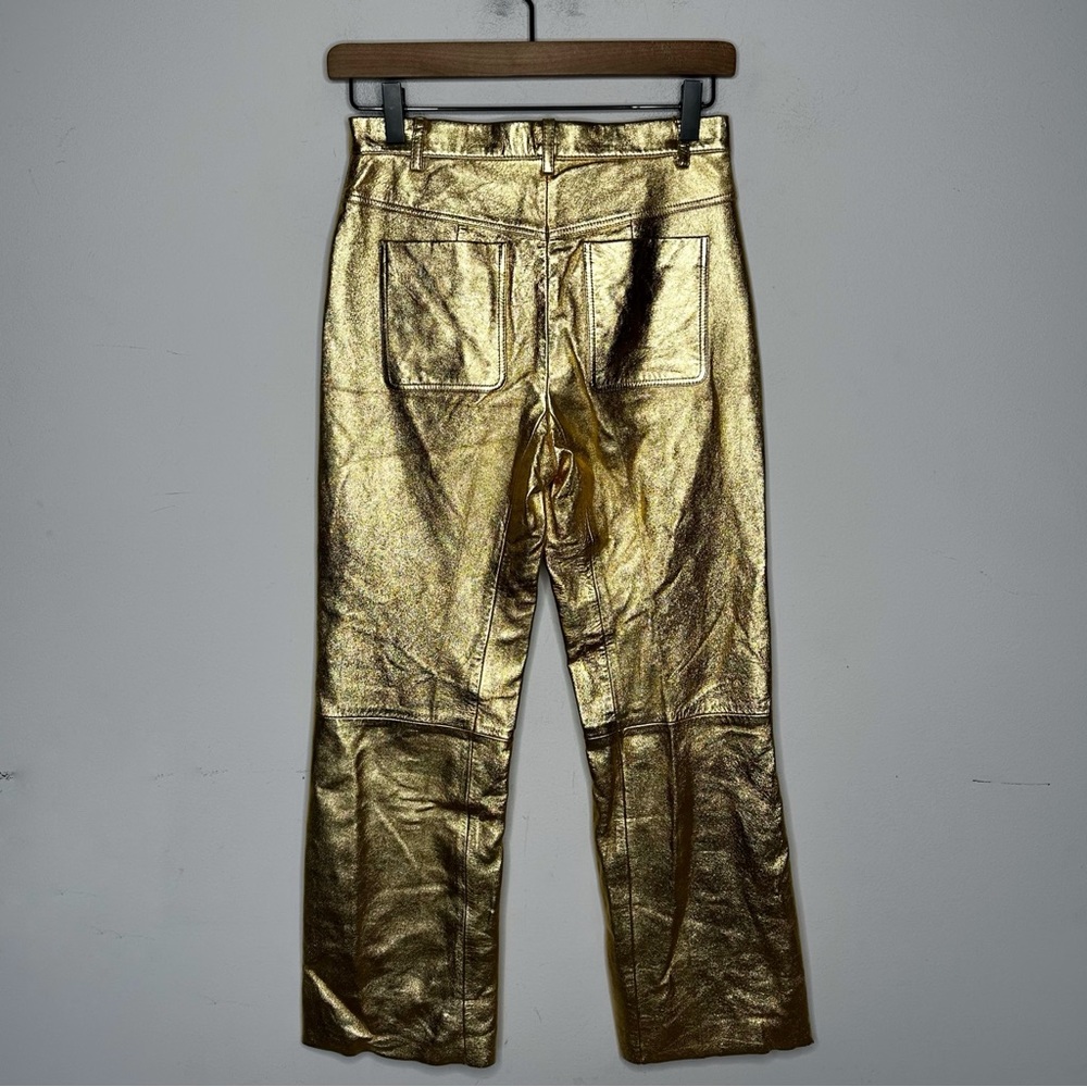 Sandro Orne Metallic Lamb Leather Pants Gold Size XS - Picture 4 of 16